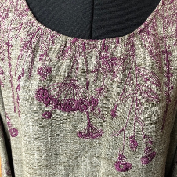 Anthropologie Uncle Frank Grey Linen Embroidered Dress L - Picture 3 of 15